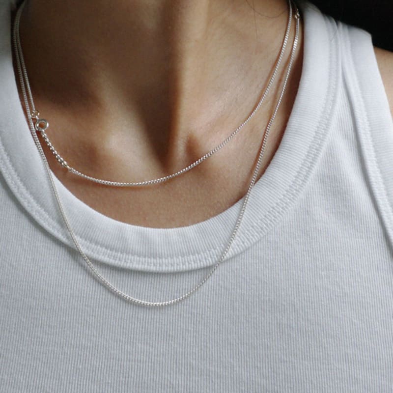 

OURPIERRE JADE CHAIN NECKLACE SILVER 50cm