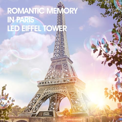 ASSYME Cubic Fan 3D Puzzle Craft Kit, Eiffel Tower (with LED), L091h, No Glue or Tools Required