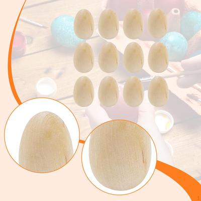 12 Pieces Easter Eggs Paintable Wooden Crafts Manual Graffiti Unfinished Fake Kids Pretend