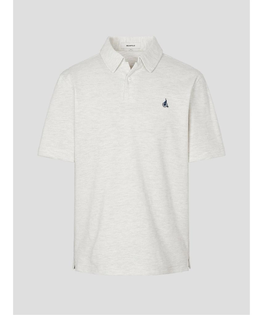 Binpolmen Open-Neck Soft Crescent Pique T-Shirt Light Gray