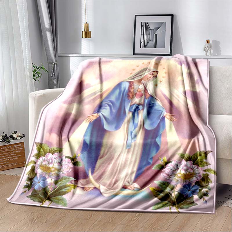 1 PC 3D printed flannel blanket (Our Lady of Guadalupe pattern) home blanket birthday gift. Customizable.
