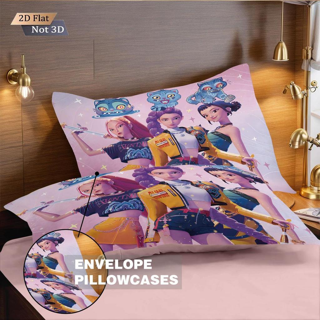 3pcsK-Pop Demon Hunters Printed Chipless Bedding, Multi Sized Bedding, Dormitory Duvet Cover, Soft Machine Washable Decoration