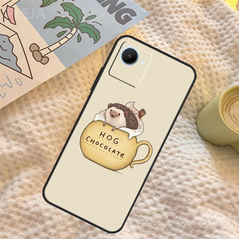 Kawaii Hedgehog Case For Realme C55 C71 C67 C51 C75 C63 C61 C65 C53 C35 11 12 13 14 Pro Plus GT6 GT7 15 Pro
