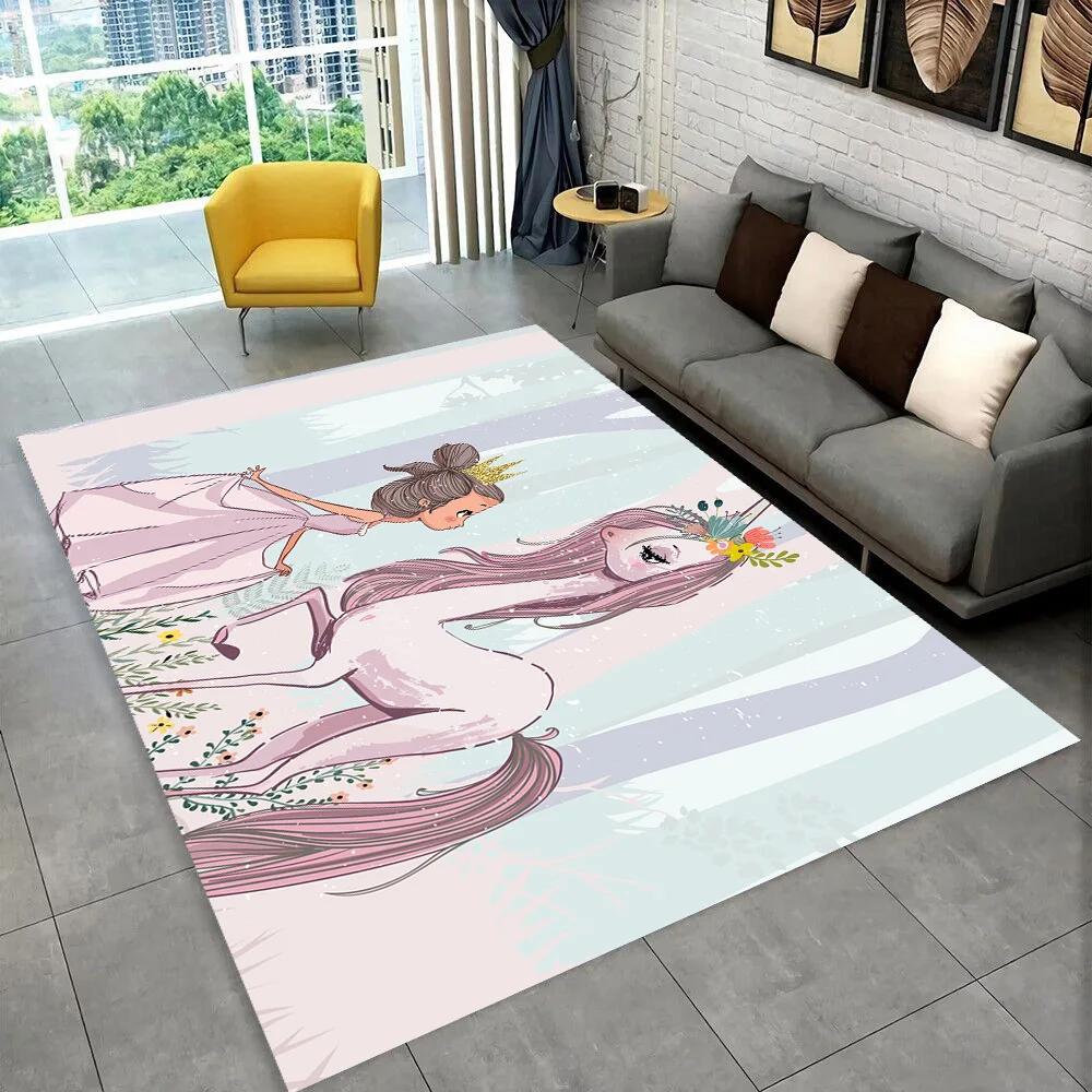 Cute Ballet Girl Ballerina Cartoon Area Rug,Carpet for Home Living Room Bedroom Sofa Doormat Decor,kids Play Non-slip Floor Mat