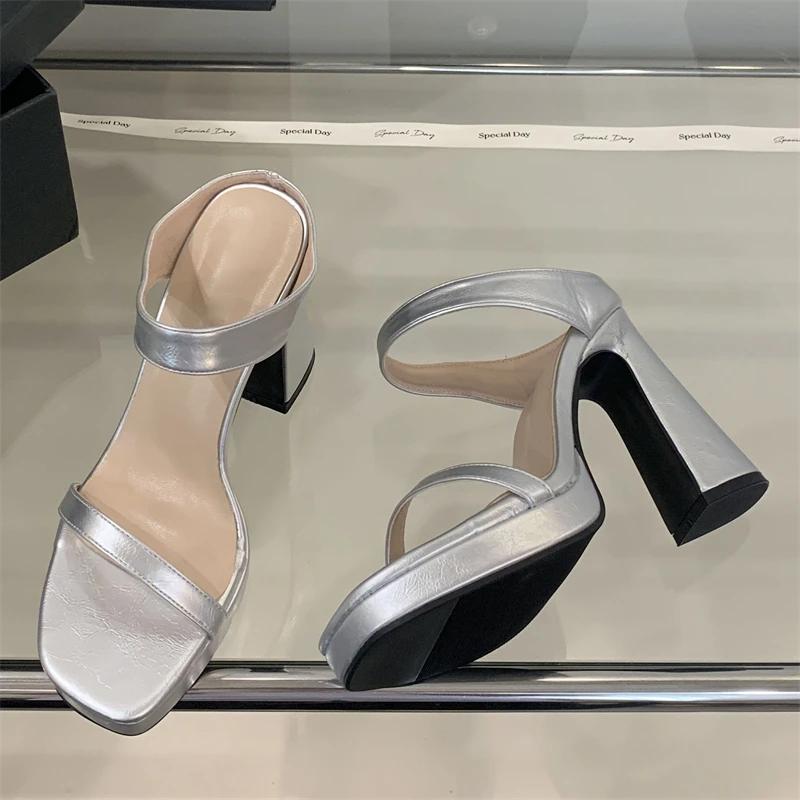 Fashion Eilyken New Summer Design Leopard Print Square Toe Platform Women's Slippers Fashion Chunky Heels Party Slide Shoes