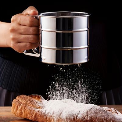 Edelstahl Mehlsieb 1 Stück - Doppeltes Maschendesign, Backsieb für feines Pulver und Kaffeefilterung, Küchensiebwerkzeug