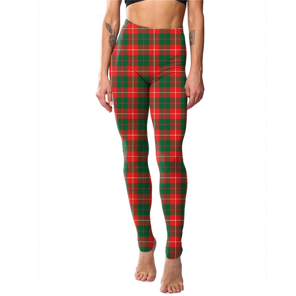 European & American Striped Plaid Print Slimming Nine-Point Plus Size Leggings