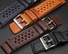 [hemsut H] Genuine Leather Watch Band, Perforated Design, Soft and Flexible, Italian Vegetable Tanned Leather Quick Release Band