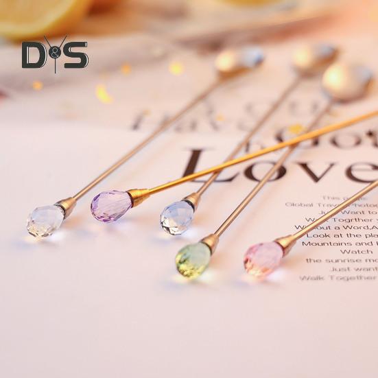 4Pcs Bright Finish Teaspoons Rust-proof Creative Stainless Steel Faux Crystal Spoons