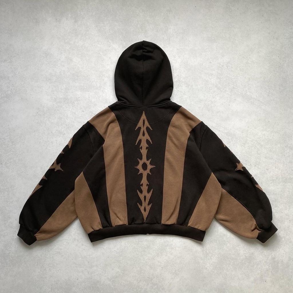 RogueWave American Harajuku Fashion Embroidered Letter Oversized HoodieY2K Hip Hop Gothic Casual Joker Pullover