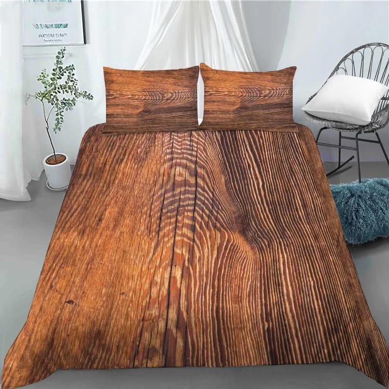 3D Modern Retro Wood Duvet Cover Lovely Pattern Polyester Quilt Cover Pillowcases For Kids Adults Bedroom Decor King Queen Size