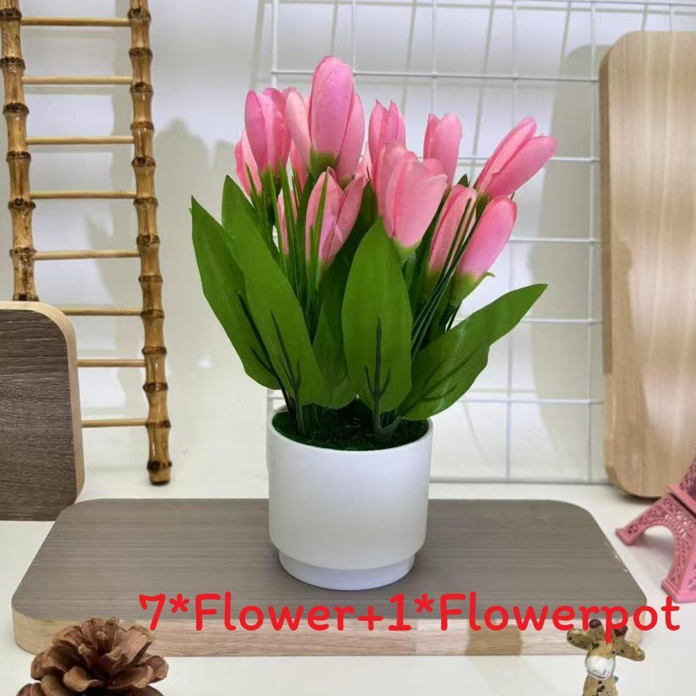 Tulip Faux Potted Plant Decorative Greenery For Party Decorations And Hospitality Settings