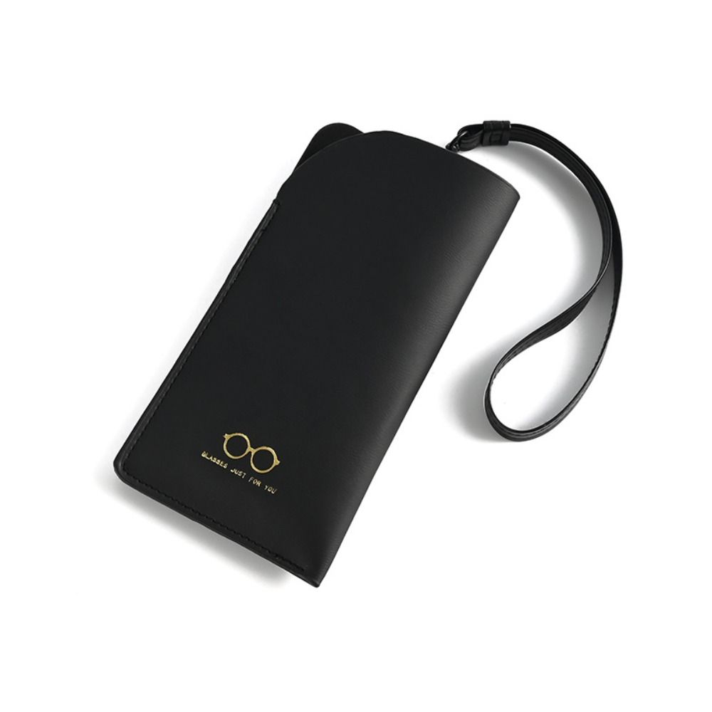 Pu Leather Glasses Storage Bag Solid Color Hanging Neck Eyeglasses Case Travel