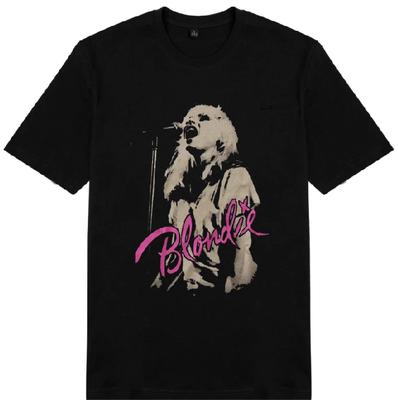T-shirt Blondie Mic Uomo Licenza Rock N Roll Band Musicale Retro Nuova Nera