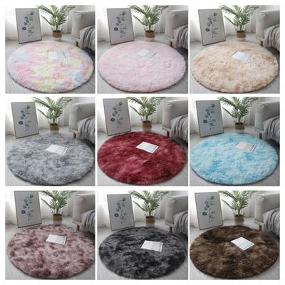 Plush Carpet Ultra Soft Thick Non-slip Warm-keeping Round Tie-dyed Salon Thicker Pile