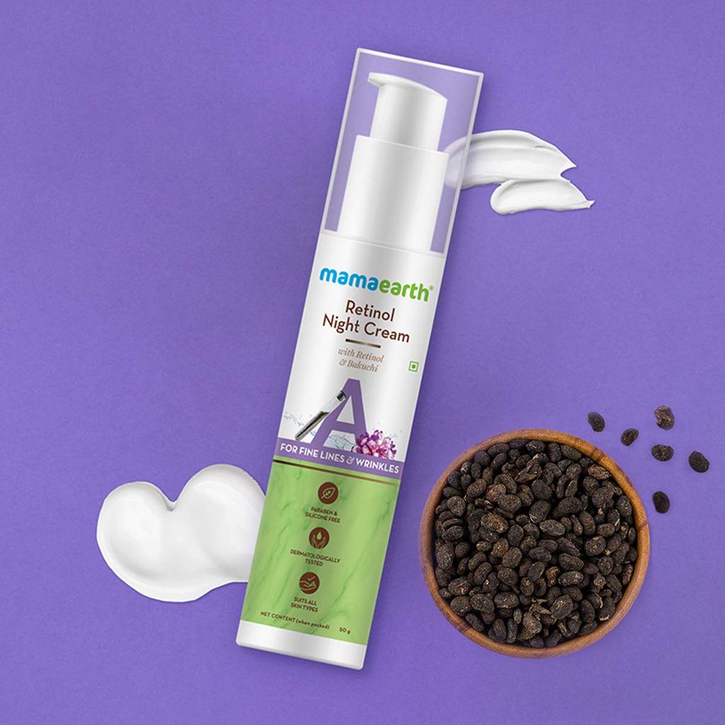 Mamaearth Retinol Night Cream For Women 50g Anti Aging Moisturizer For Wrinkles Fine Lines Even Skin Tone Glow