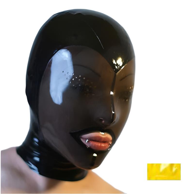 Fetish Mask With Back Zip Transparent Black Face Hood Latex Hoods