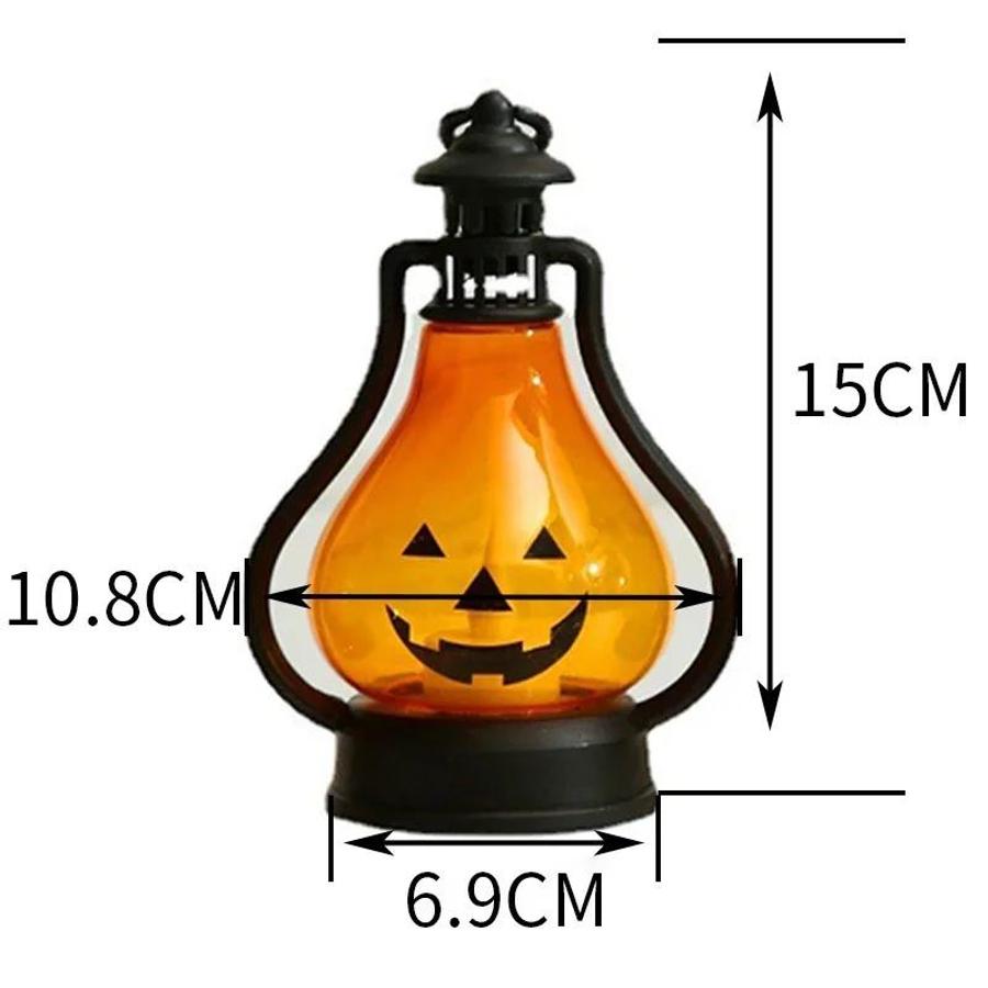 1 Pcs New Portable Halloween LED Lantern Pumpkin Ghost Shape Horror Wind Light Desktop Decoration For Home Bar Festival Use