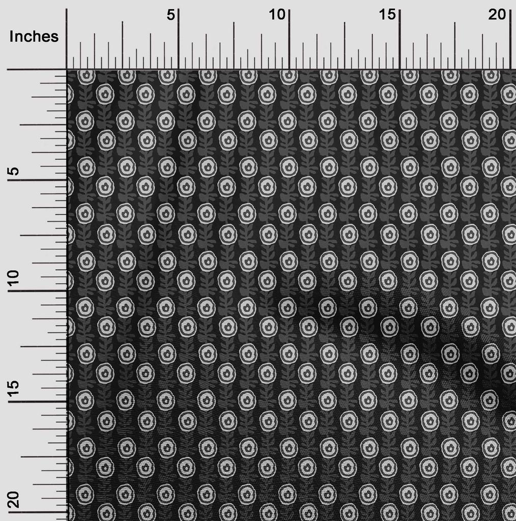 oneOone Cotton Flex Fabric Leaves & Floral Block Printed Craft Fabric BTY 40 Inch