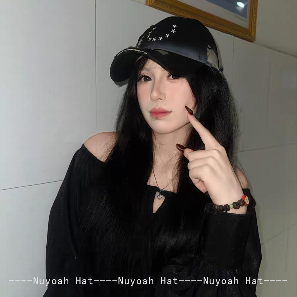 And Women Niche Style Patchwork Embroidered Stars Baseball Caps Sun Protection Personalized All-Match Street Style Peaked Hats Fashion Broken Ins