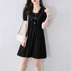 Elegant Short-Sleeve A-Line Midi Dress
