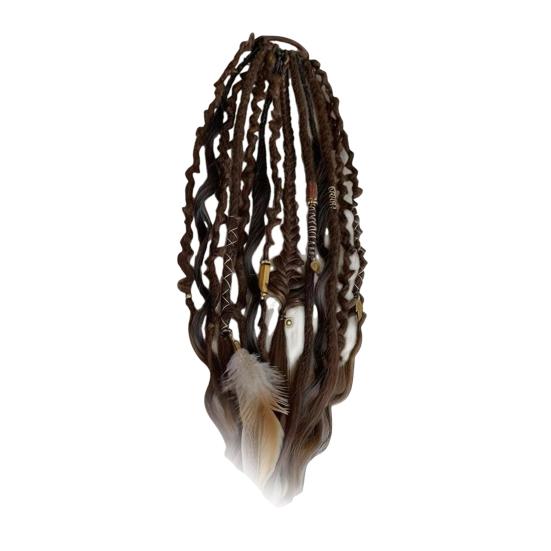 Yousheng Boho Braided Ponytail Extension with Hair Tie Hand-Braided Dreadlock Hair Extensions Long Braids Dreadlocks Wig for Women