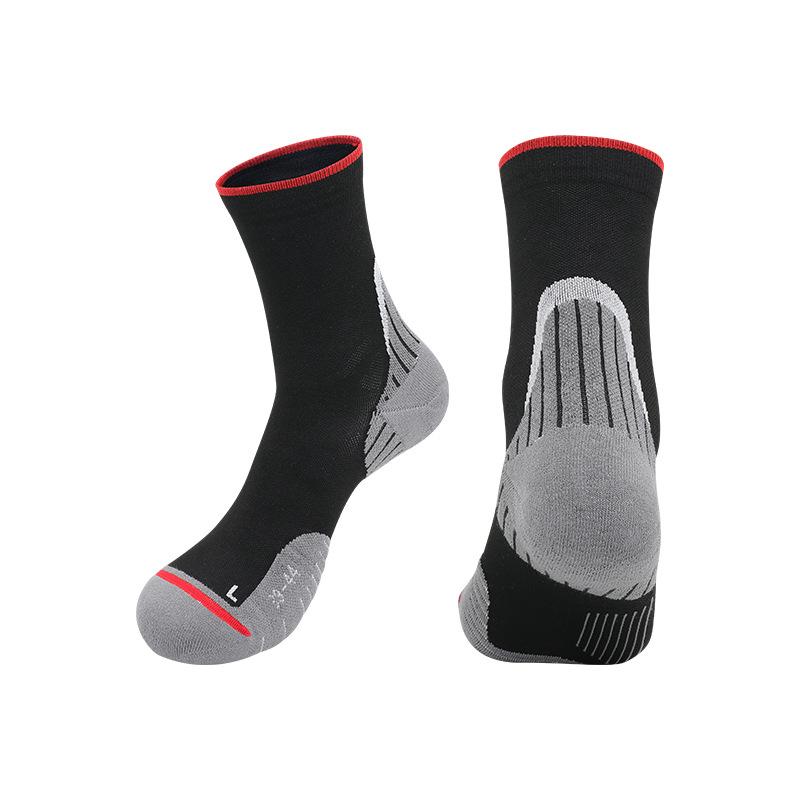 

2026 Outdoor Running Socks Non-slip Breathable Medium Tube Socks Long Running Marathon Socks Cotton Professional Cycling Sports Socks m size (34-38 shoe size) чёрный