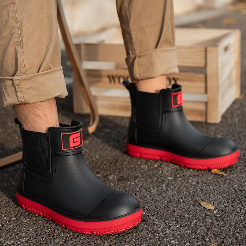 Water Shoes Couple Rain Shoes Women's Short Men's Rain Boots Outdoor High-end Waterproof Rubber Shoes Wear-resistant