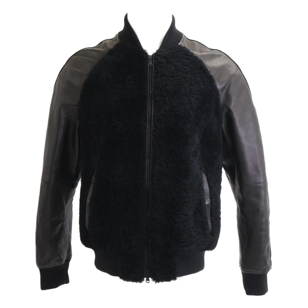 EMMETI ELIOT/Elliot Lamb Leather x Mouton Boa Switch Zip-Up Blouson Jacket 48 blackUsed