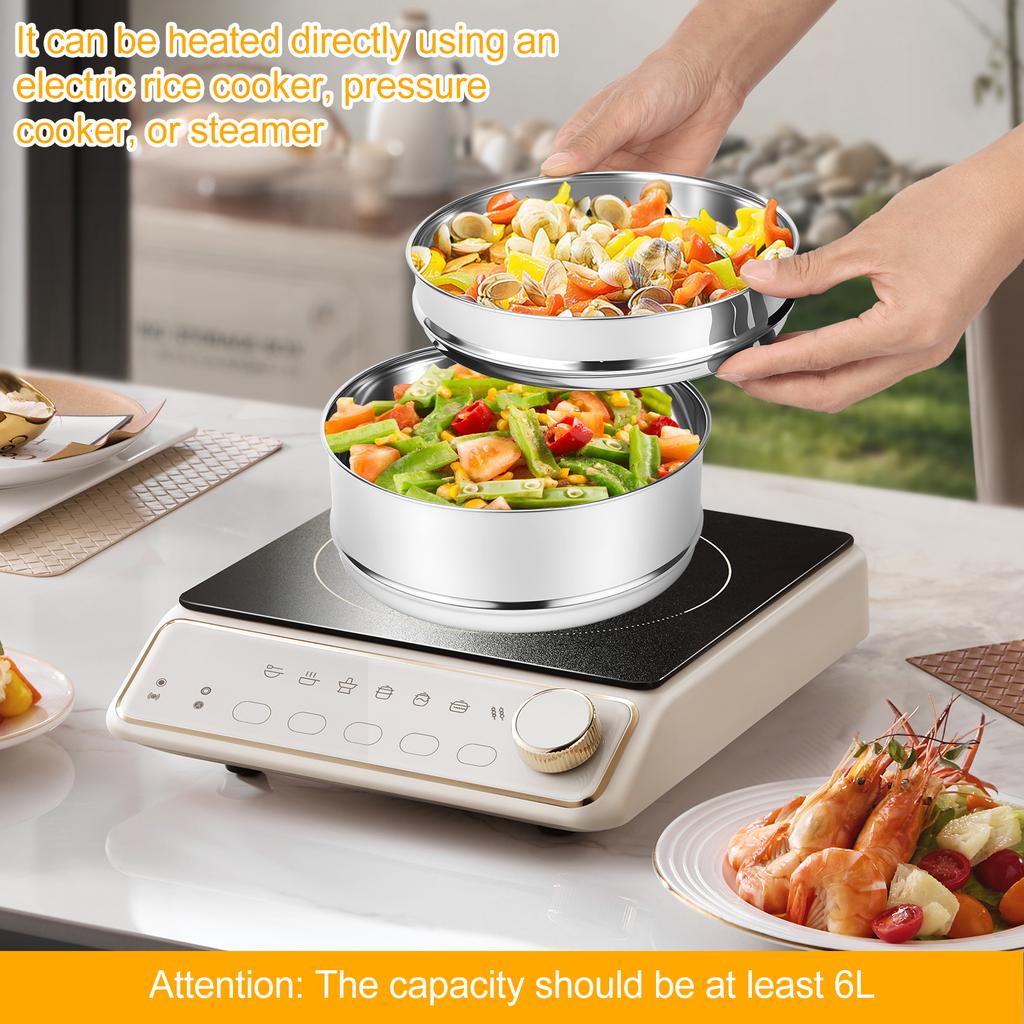 Cookware Steam Pot 3 Tier Steamer Insert Pan 304 Stainless Steel Pressure Cooker Insert Pan Large Capacity Cooker Steamer