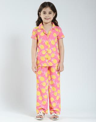 Girls Printed Collar Neck Lower Set