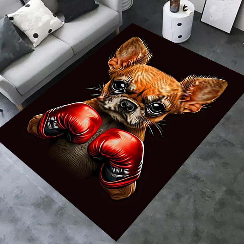 Boxing Chihuahua Chair Mat: Office Carpet, Oversized Rug for Home Decor, Sofa Mat, Gift Idea for Any Room