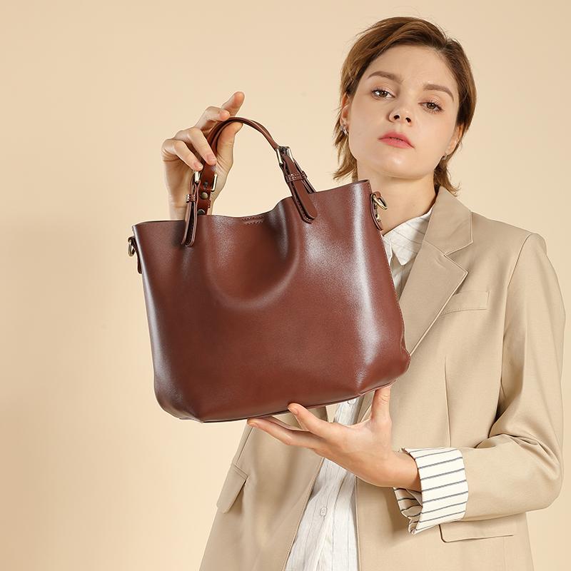 Genuine Leather Women's Bag Luxury Designer Shoulder Bag Fashion Cowhide Handbags Women Crossbody Bucket Bags