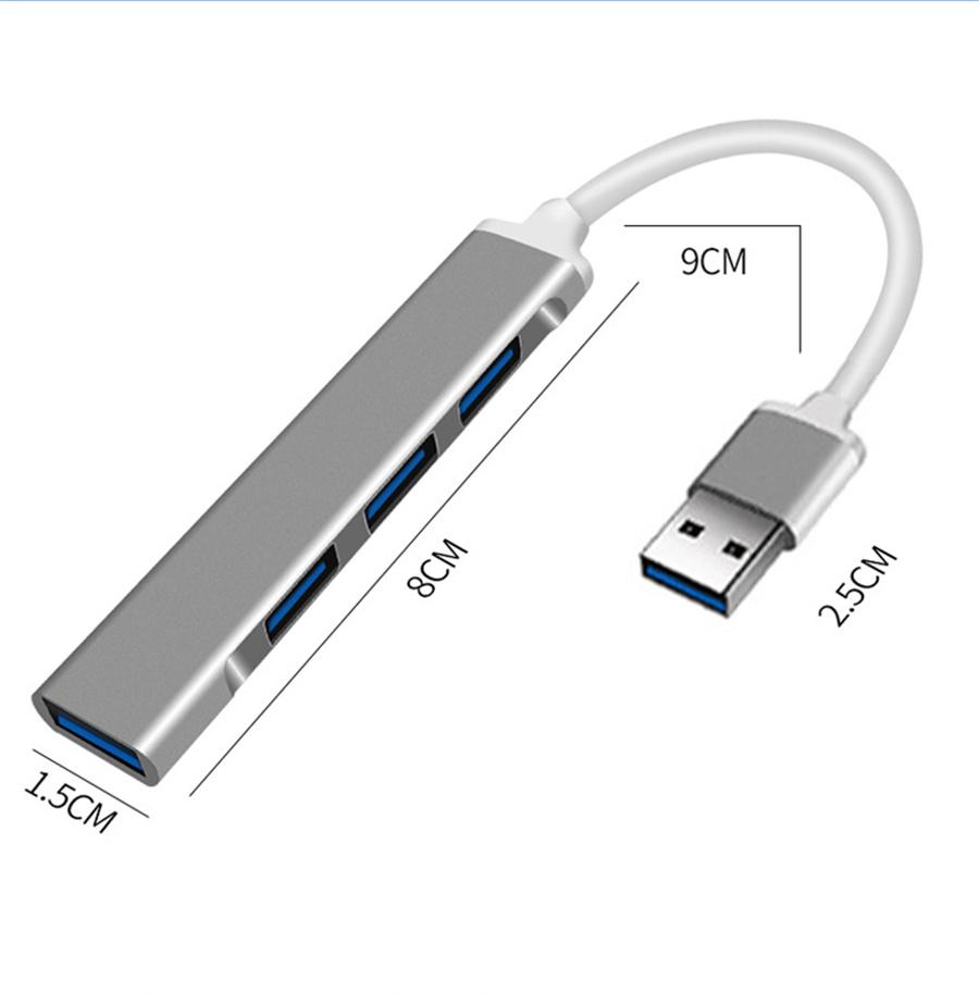 4-Port USB 3.0 Hub Aluminum Alloy Universal Gray