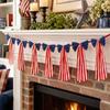 Patriotic Star Bow Tassel Banner Hanging Decoration for Memorial Day Independence Day Party Indoor Outdoor Decor