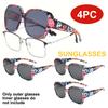 4 Pack Fit Over Glasses Sunglasses For Women Men,  UV Protection  Trendy Square Sunglasses Over GlassesT01