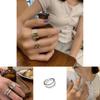 Elegant 925 Sterling Silver Korean Geometric Open Adjustable Ring For Women