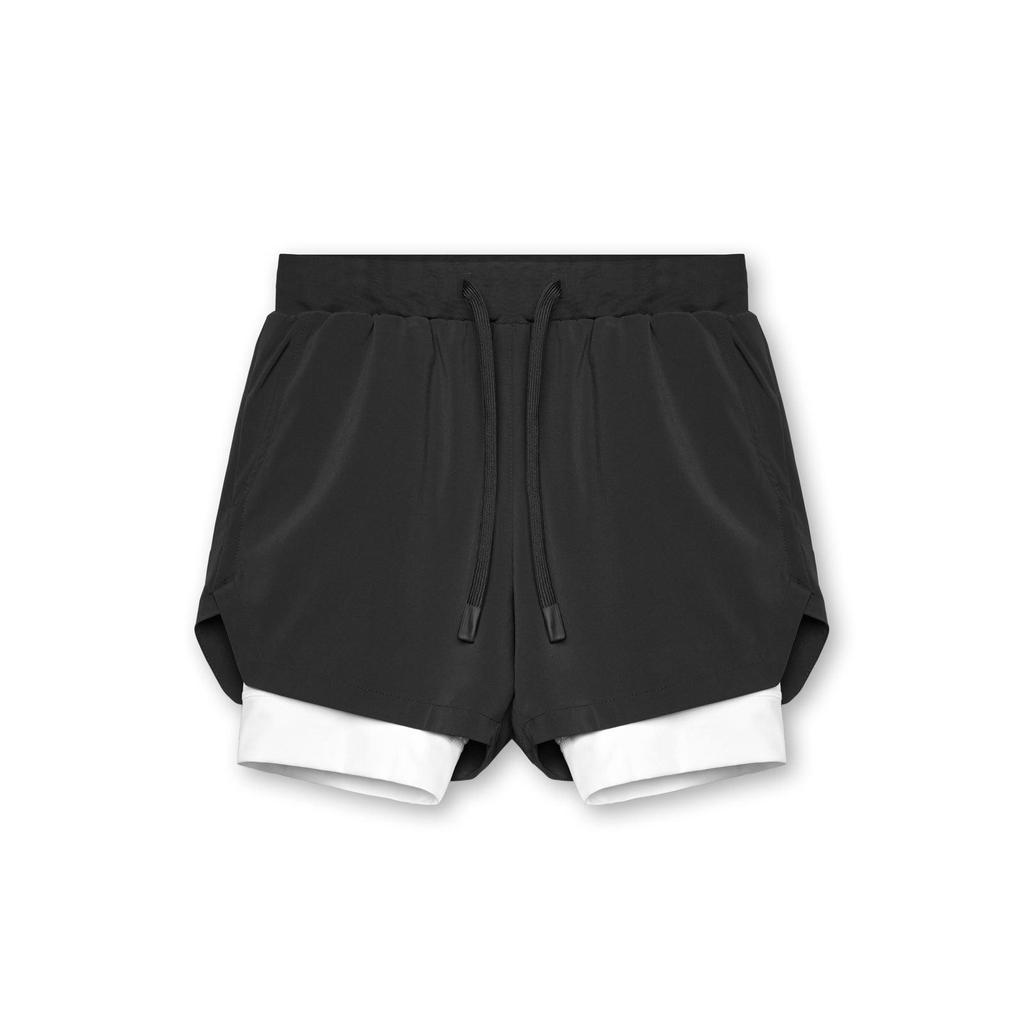 Europäische & Amerikanische Herren Doppellagige Muskel-Fitness-Shorts - Sommer Casual Sport Fünf-Punkt-Hose