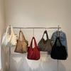 Drawstring Tote Bag Large Capacity Women's Leisure Travel Portable Shopping Bag Commuter Velvet Shoulder Bag Women's Bag