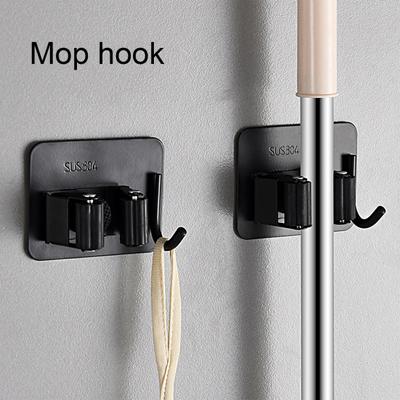 Storing No Drilling Installation Modern with Side Hook Kitchen Mop Broom Storage Clip Floor Organizer Mop Rack