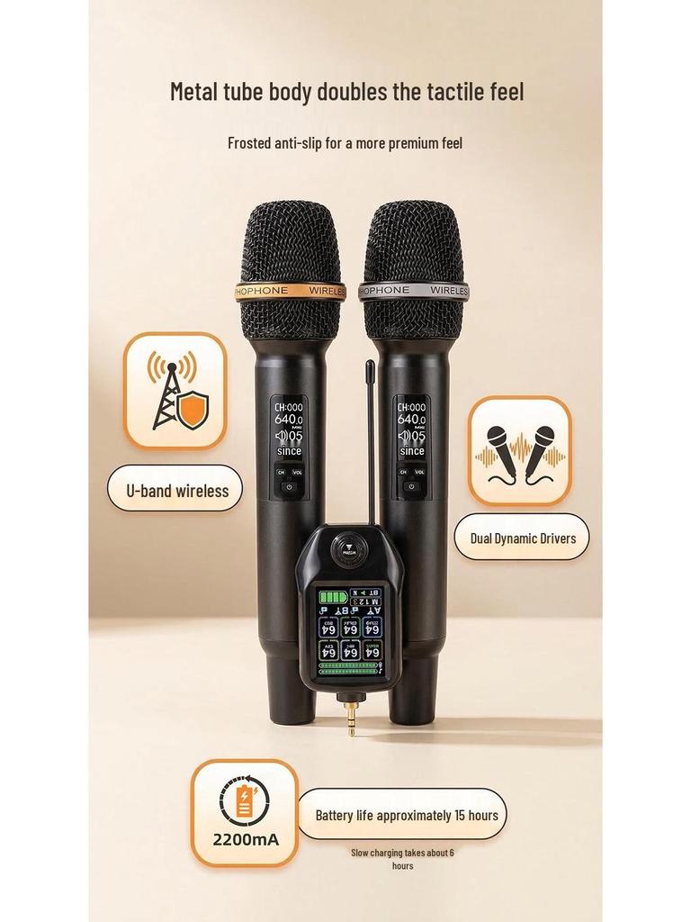 High-End Bluetooth Wireless UHF Microphone Dual Set