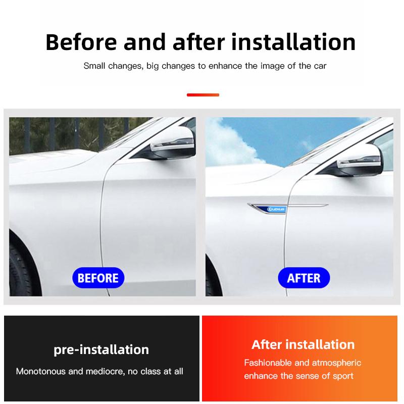 Metal Stickers 2Pcs Car Body Decoration For Lexus F SPORT GX460 Ct200h IS250 ES 220D IS200 Fsport GS GX IS LS LX NX RX