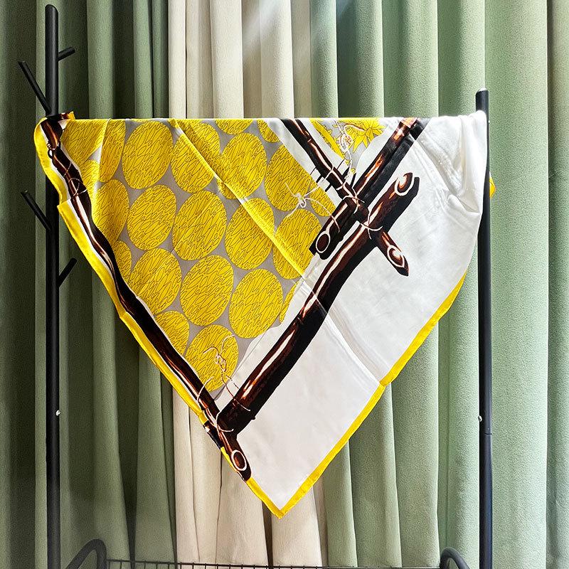 2024 New Style Large Square Scarf: 110 Mulberry Silk with Hand-Rolled Edges