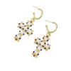 European and American new alloy cross pattern pearl stud earrings light luxury high-end design women's earrings jewelry