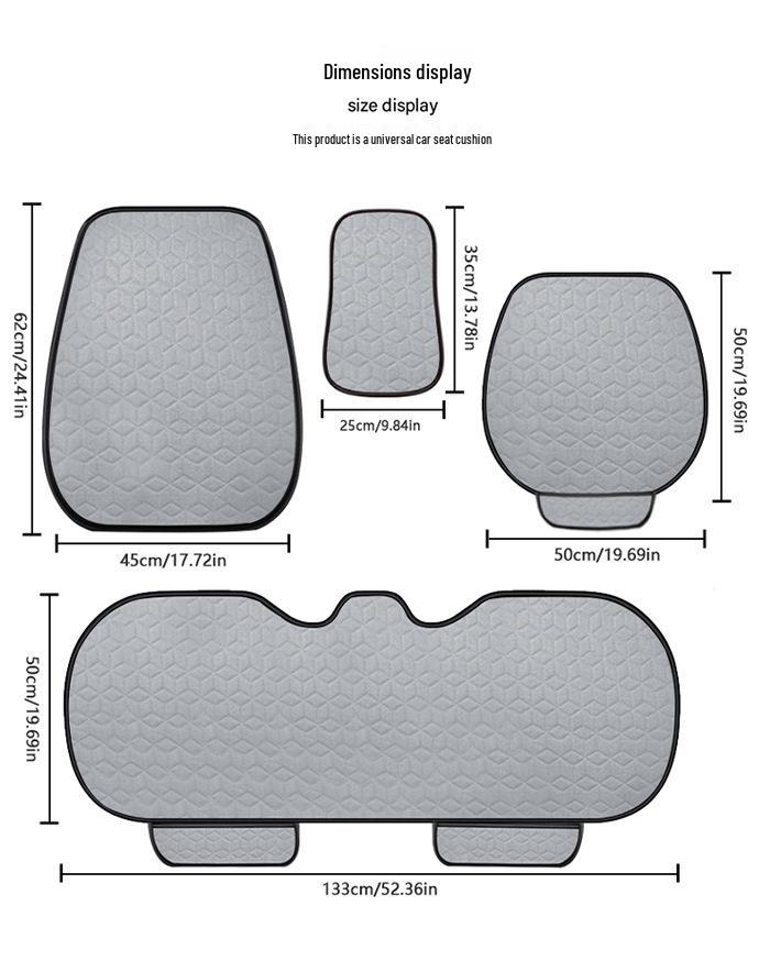 Universal All-Season Linen Car Seat Cushion Set - 3-Piece with Back Cushion and Headrest