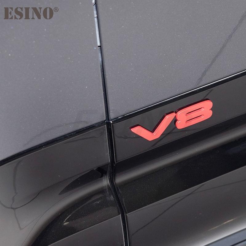 Car Styling 3D V8 ABS Adhesive Emblem Trunk Badge Fender Sticker Body for Defender 90 110 5.0T V8 Octa Black