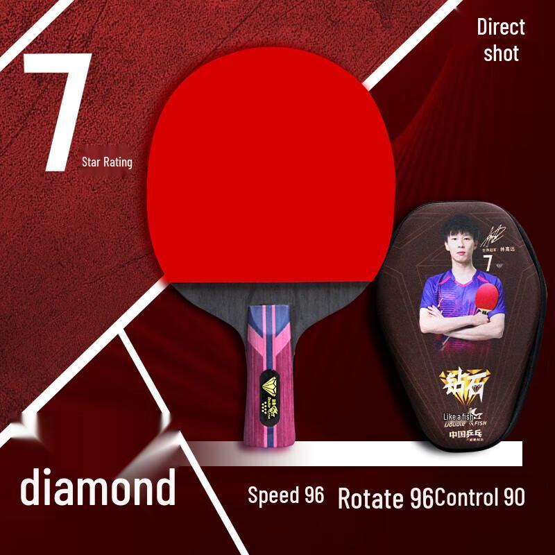 Настольная ракетка DOUBLE FISH Серия Diamond 7-Звездочная с прямой ручкой