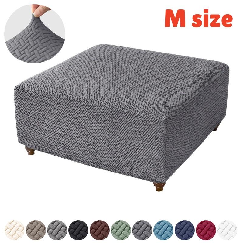 Jacquard Stretch Ottoman Cover S/M 2 Size Living Room Sofa Footrest Stool Slipcover Anti-scratch Pouf Covers Home Decoration