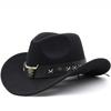 Hot-selling Top Hat, Ethnic Style Cow Label, Western Cowboy Top Hat, Rolled Brim, Retro Riding Hat, Woolen Felt Hat