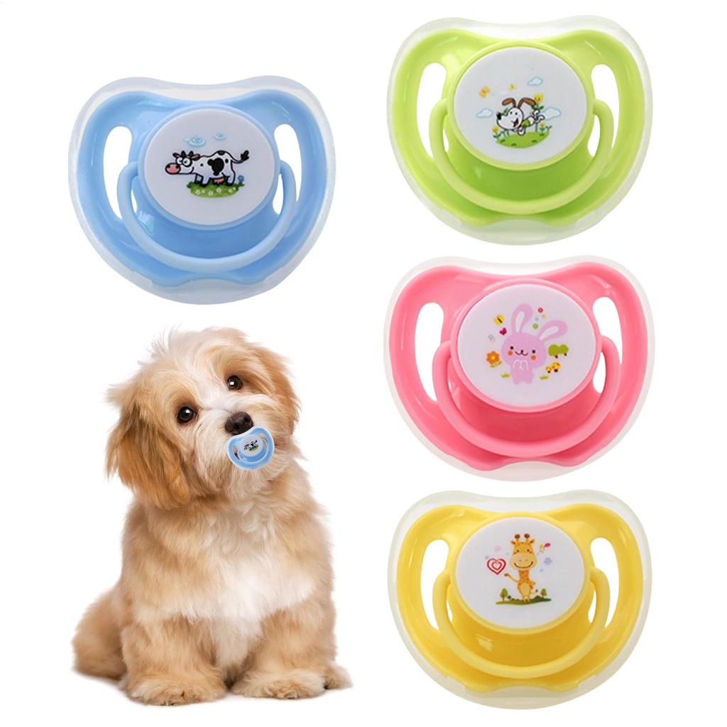 Cat Pacifiers For Kittens Pet Suckling Puppy Pacifiers 4 Pieces Butterfly-Shaped Silicone Toy With Dust Cover For Pet Animals